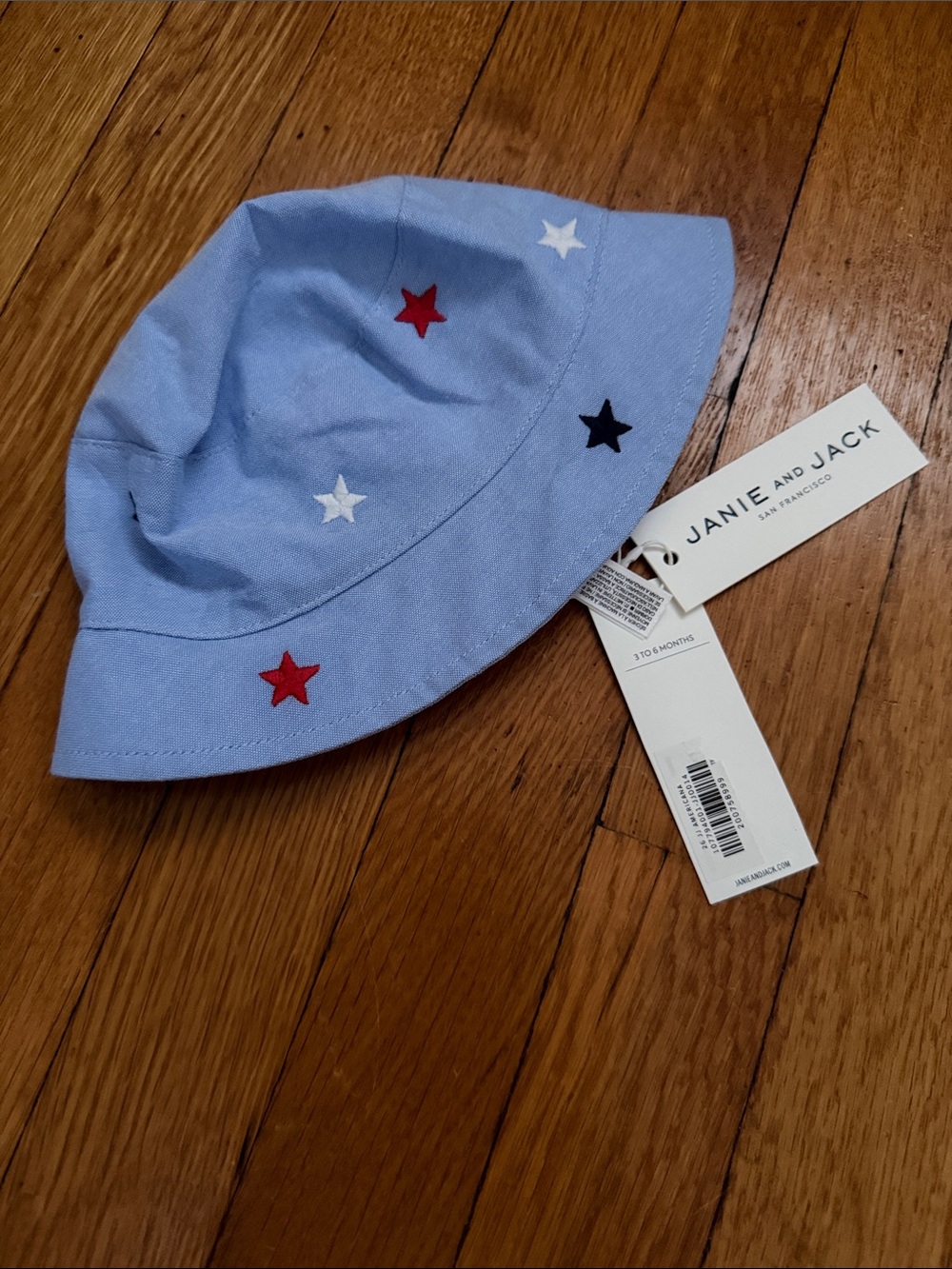 Janie & Jack Baby Embroidered Stars Bucket Hat — 3–6M — NWT